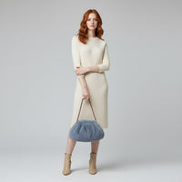 Melania Faux Mink Shoulder Bag in Powder Blue