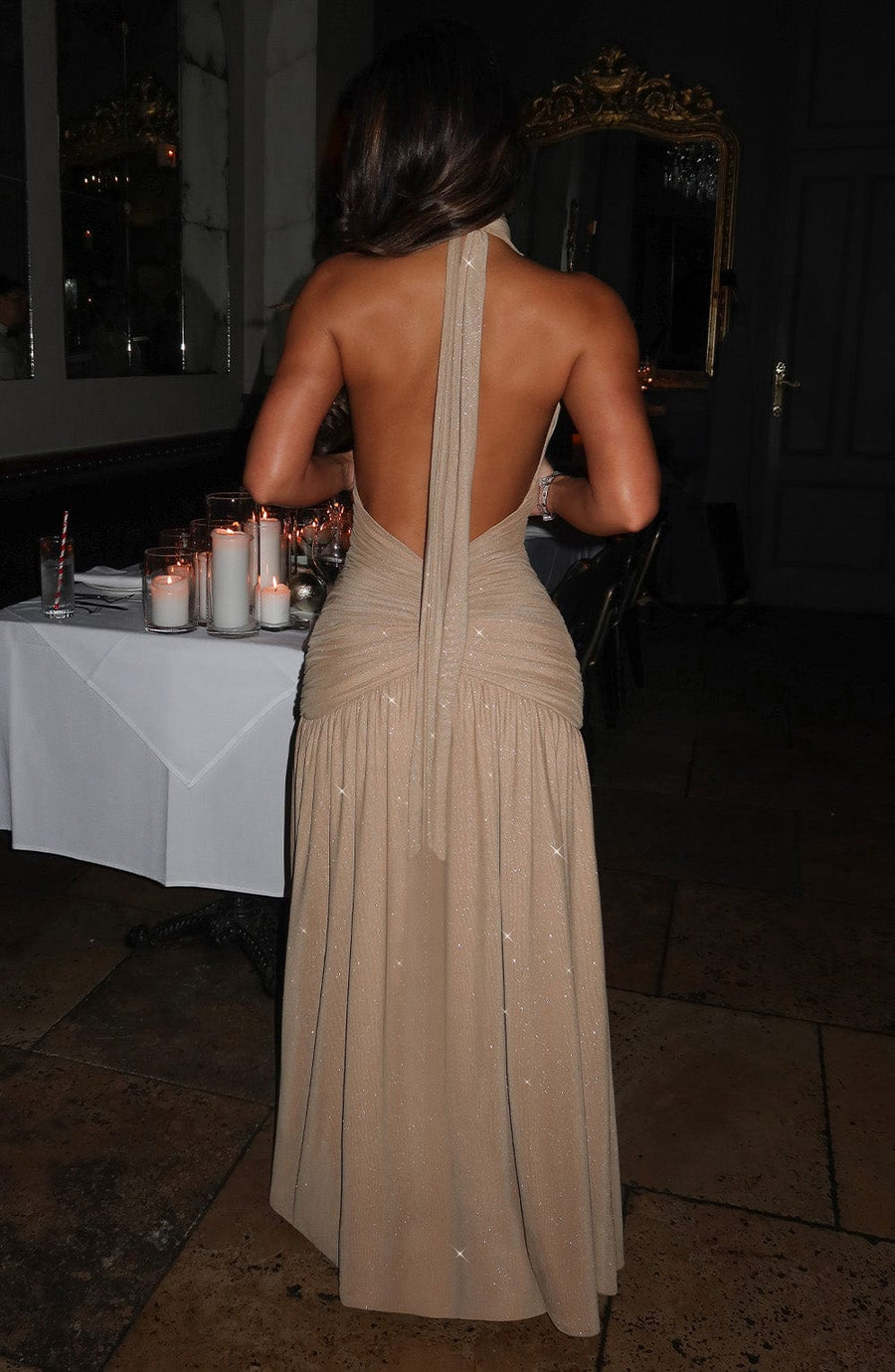 Tilly Maxi Dress – Gold Sparkle