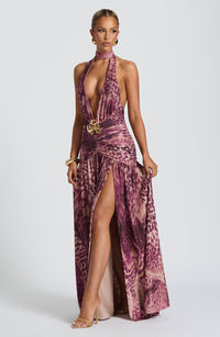 Tilly Maxi Dress – Magenta Orchid Print