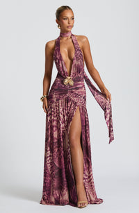 Tilly Maxi Dress – Magenta Orchid Print