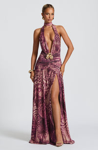 Tilly Maxi Dress – Magenta Orchid Print