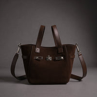 Melania Mini Suede Tote in Espresso Brown