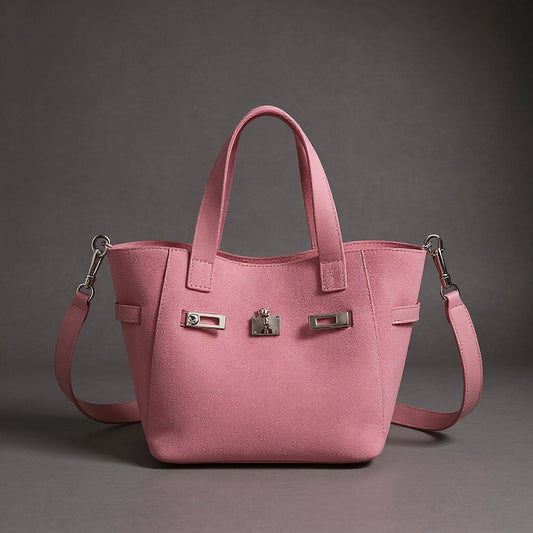 Melania Mini Suede Tote in Rose Pink