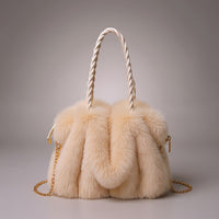 Melanie Faux Mink Fur Tote in Beige