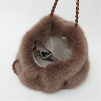 Melanie Faux Mink Fur Tote in Light Brown
