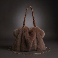 Melanie Faux Mink Fur Tote in Light Brown