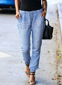 Melina Casual Trousers with Elastic Waist and Pockets