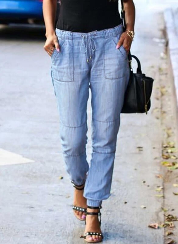 Melina Casual Trousers with Elastic Waist and Pockets