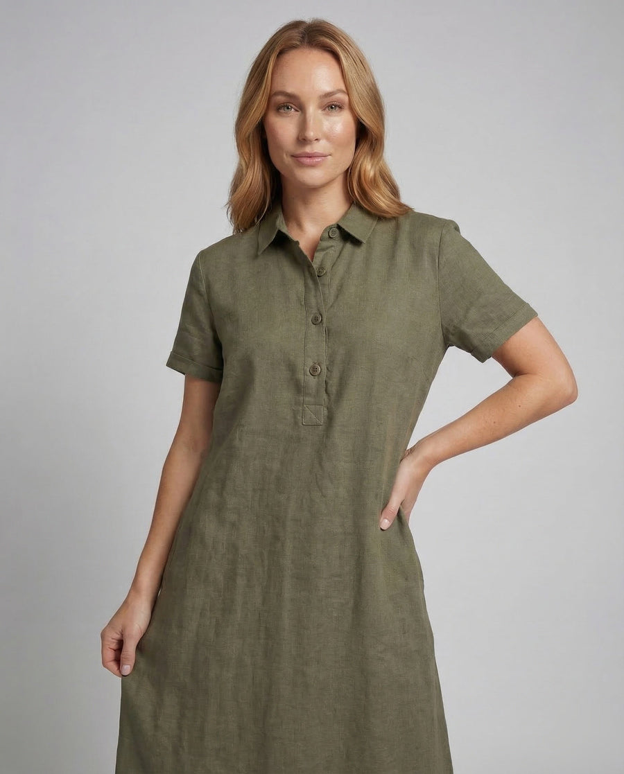 Melina Linen Dress with Belted