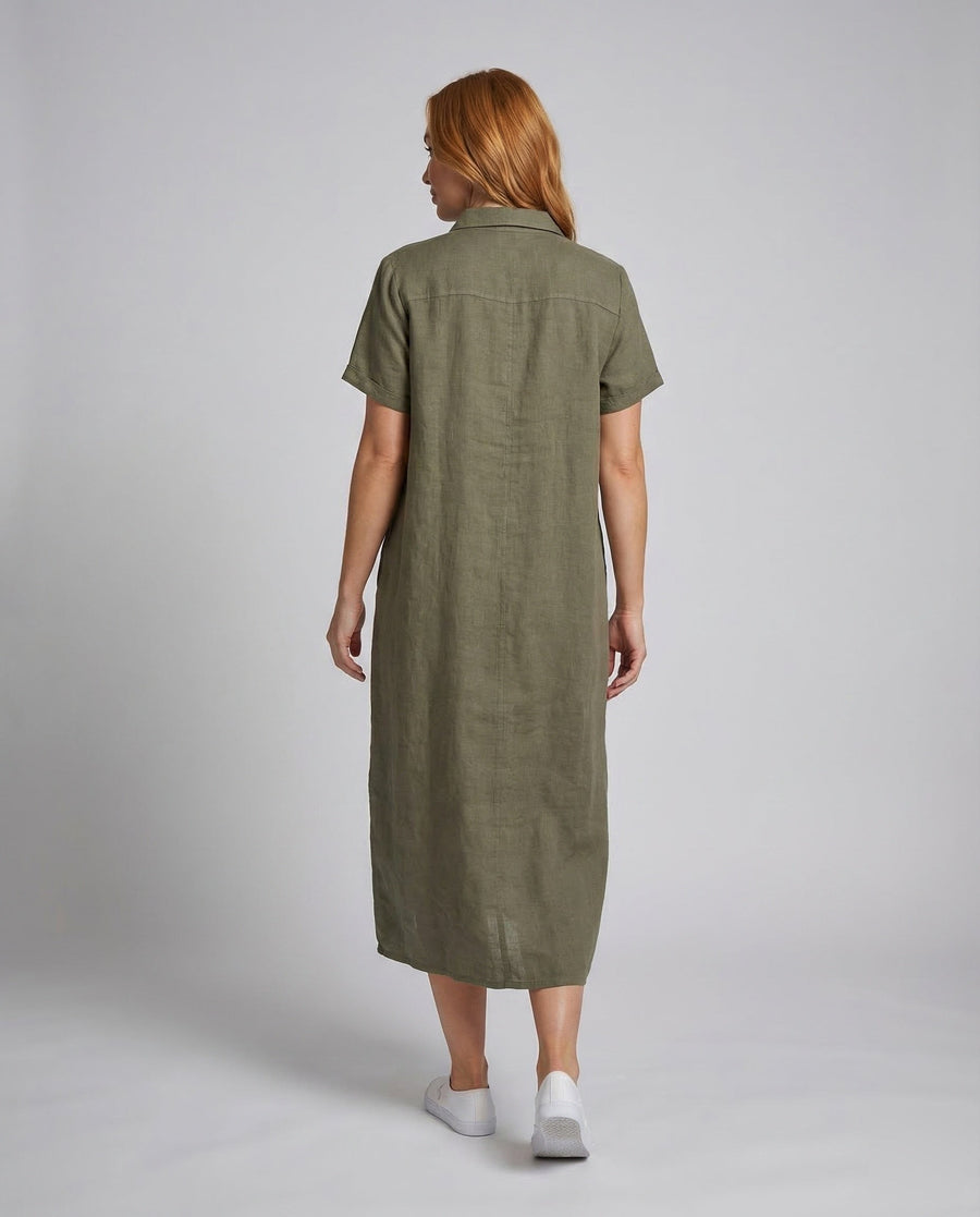 Melina Linen Dress with Belted