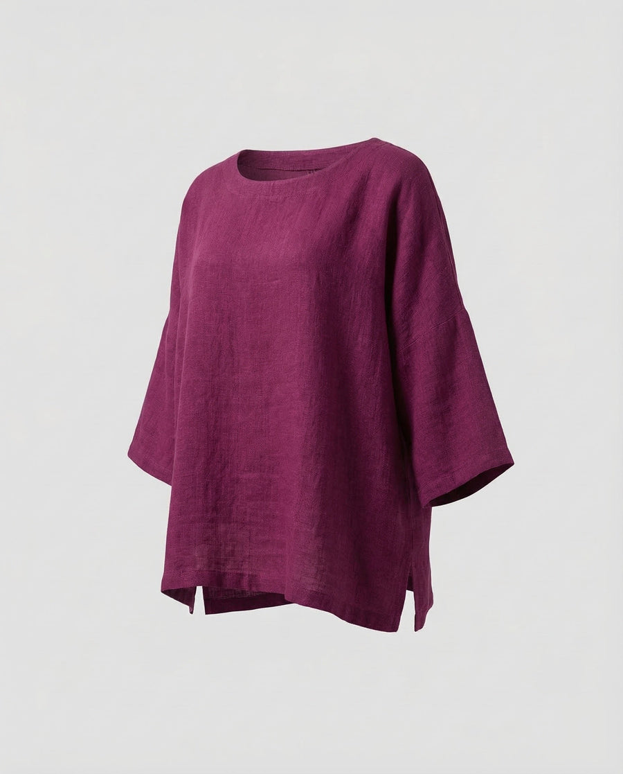 Melina Linen Tunic in Purple