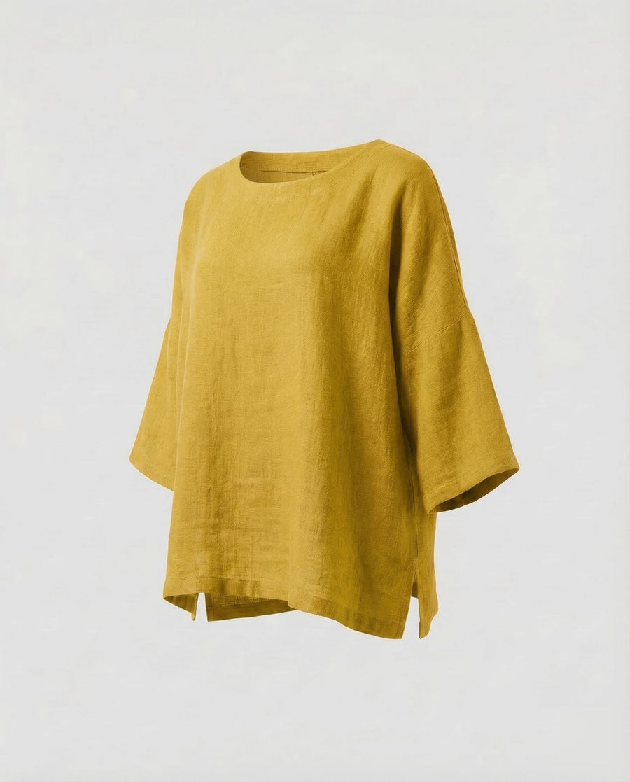 Melina Linen Tunic in Yellow