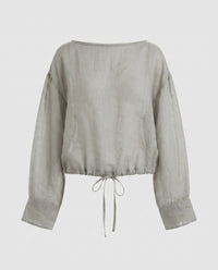 Melina Relaxed Linen Top in Light Blue