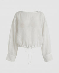 Melina Relaxed Linen Top in White