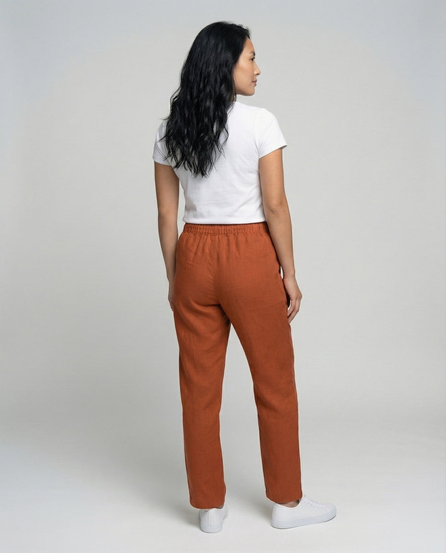 Melody Comfortable Linen Blend Trousers with Drawstring Waist