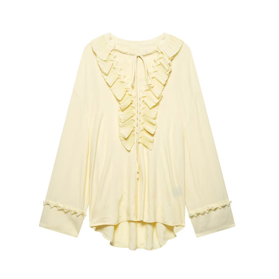 Melody Elegant Blouse with Ruffles in Yellow