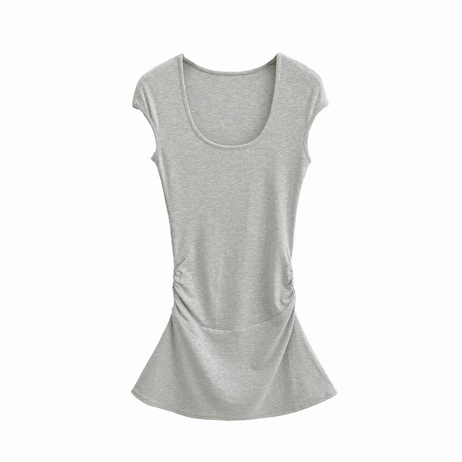 Melody Elegant Jersey Dress in Light Grey