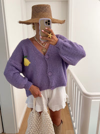 Melody Knit Cardigan in Purple