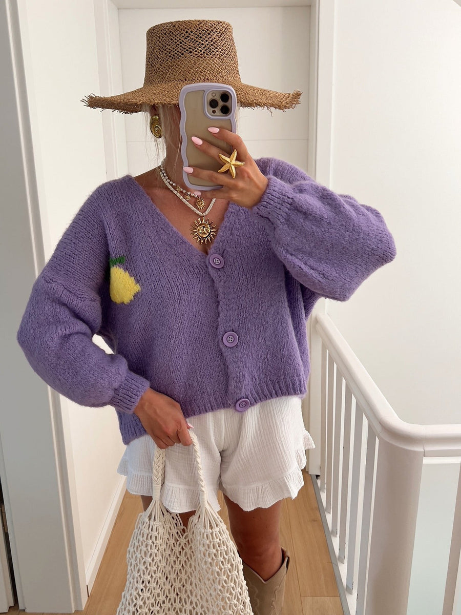 Melody Knit Cardigan in Purple