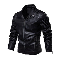 Edward | Men's Biker Faux Leather Jacket Structured Shoulder Zip-Up
