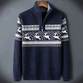 Charlie | Mens Cardigan Fair Isle Half-Zip Ribbed Knit Jumper