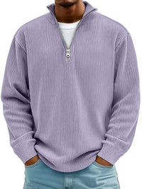 James | Men's Ribbed Knit Sweater Quarter-Zip Mock Neck Jumper
