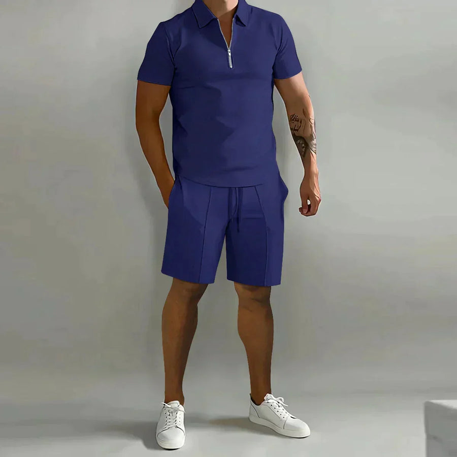 Alexander | Men's Zip Polo Shirt Shorts Casual Set