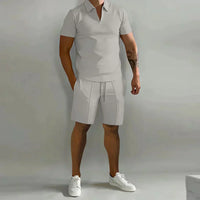 Alexander | Men's Zip Polo Shirt Shorts Casual Set