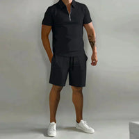 Alexander | Men's Zip Polo Shirt Shorts Casual Set