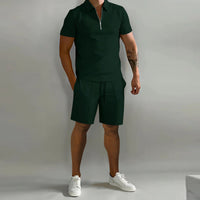 Alexander | Men's Zip Polo Shirt Shorts Casual Set