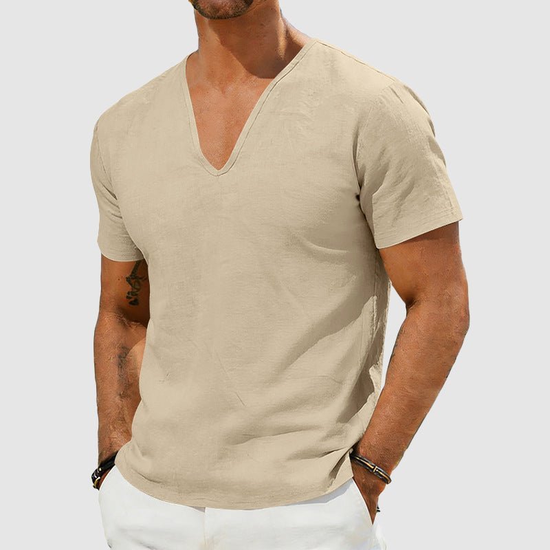 Jack | Men's V-Neck Linen Short-Sleeve T-Shirt