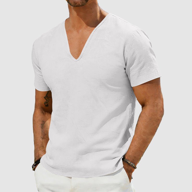 Jack | Men's V-Neck Linen Short-Sleeve T-Shirt