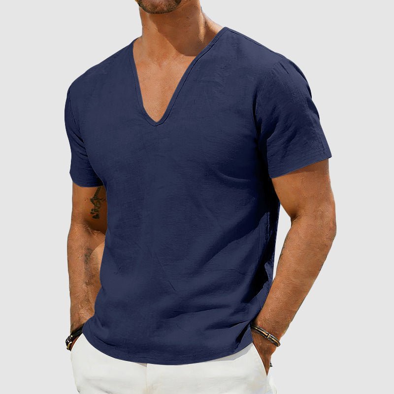 Jack | Men's V-Neck Linen Short-Sleeve T-Shirt