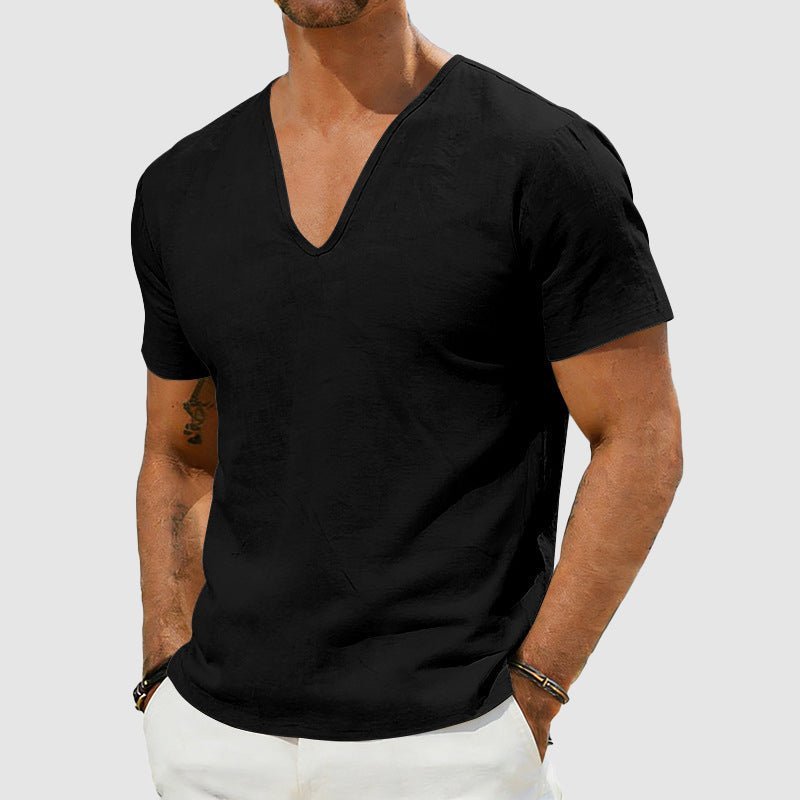 Jack | Men's V-Neck Linen Short-Sleeve T-Shirt