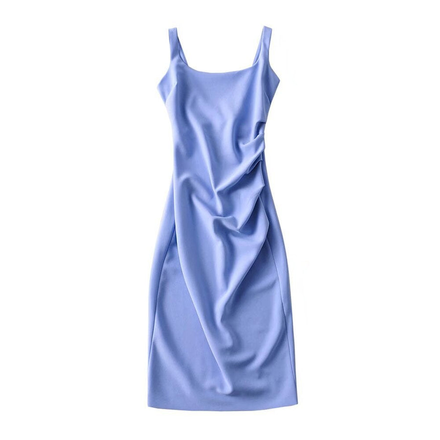 Mercy Elegant Dress with Ruffles in Blue