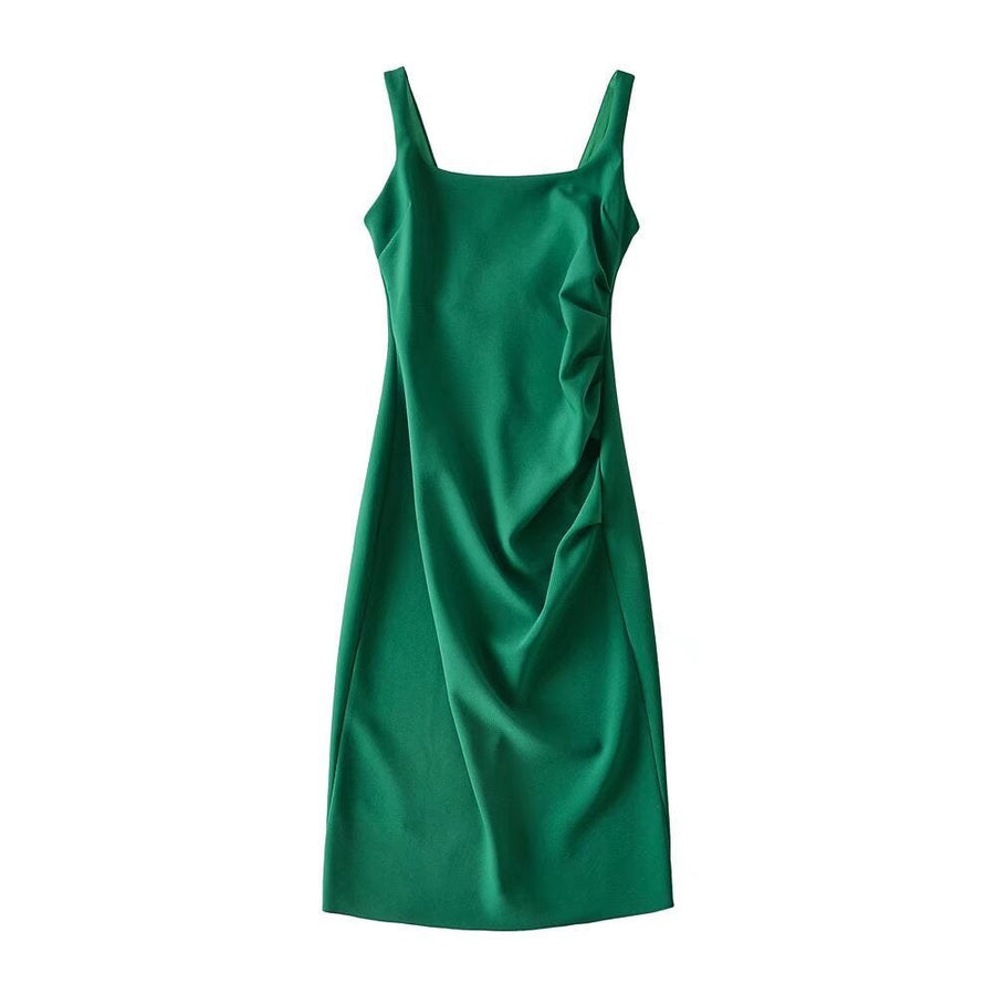Mercy Elegant Dress with Ruffles in Green
