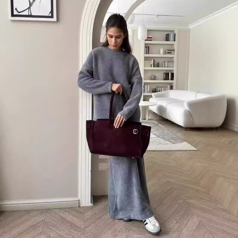 Mercy Elegant Knit Maxi Dress in Grey