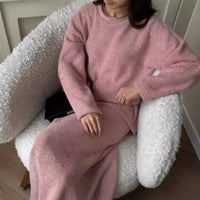 Mercy Elegant Knit Maxi Dress in Pink