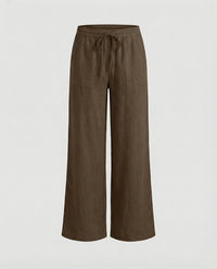 Mercy Linen Blend Trousers in Brown