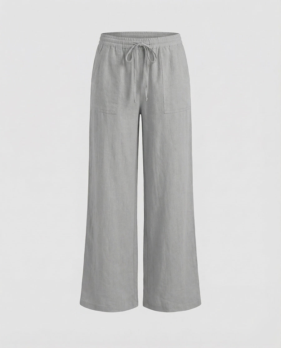 Mercy Linen Blend Trousers in Grey