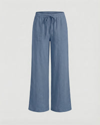 Mercy Linen Blend Trousers in Light Blue