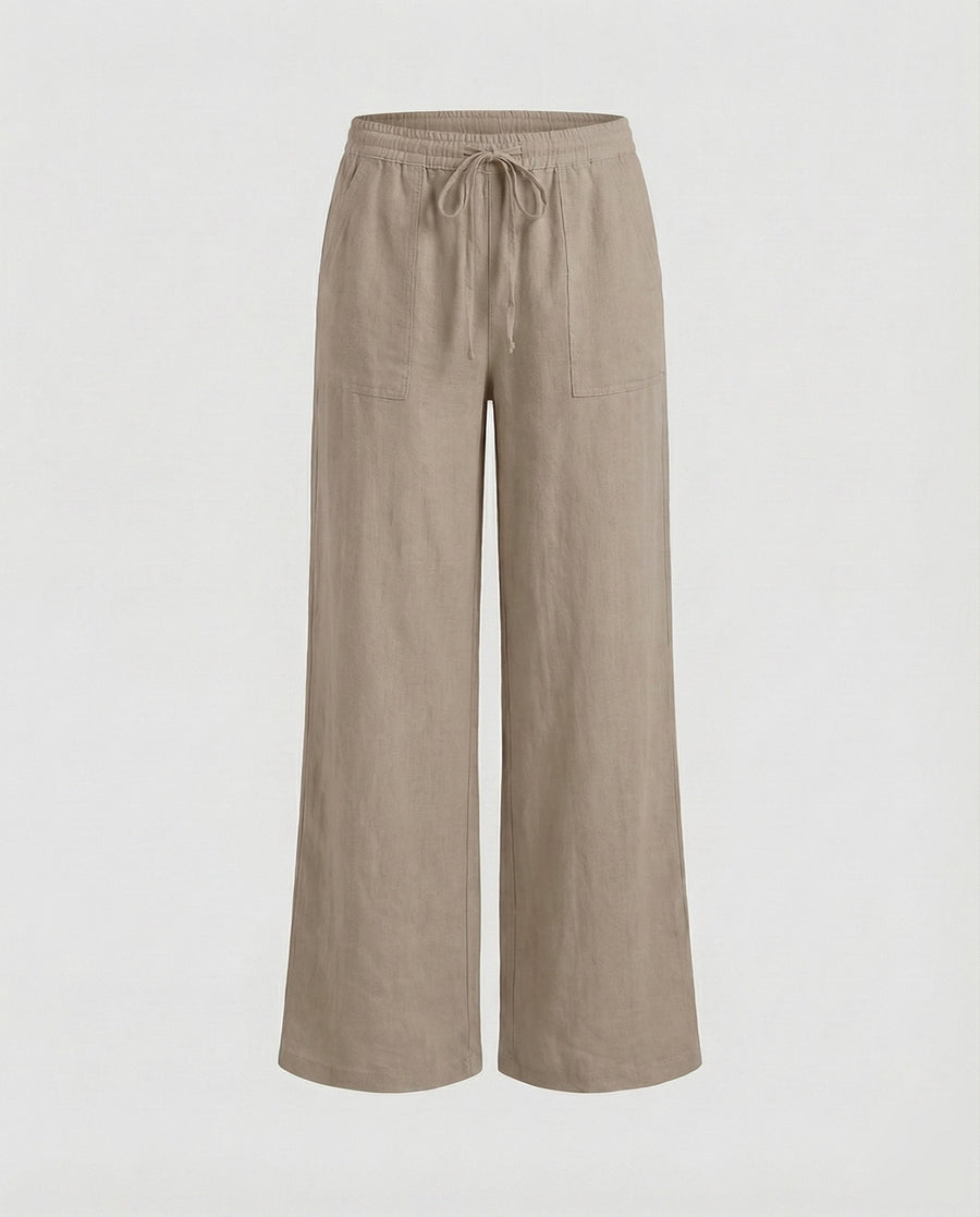 Mercy Linen Blend Trousers in Light Brown