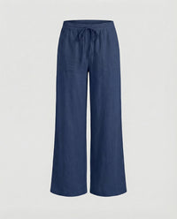 Mercy Linen Blend Trousers in Navy
