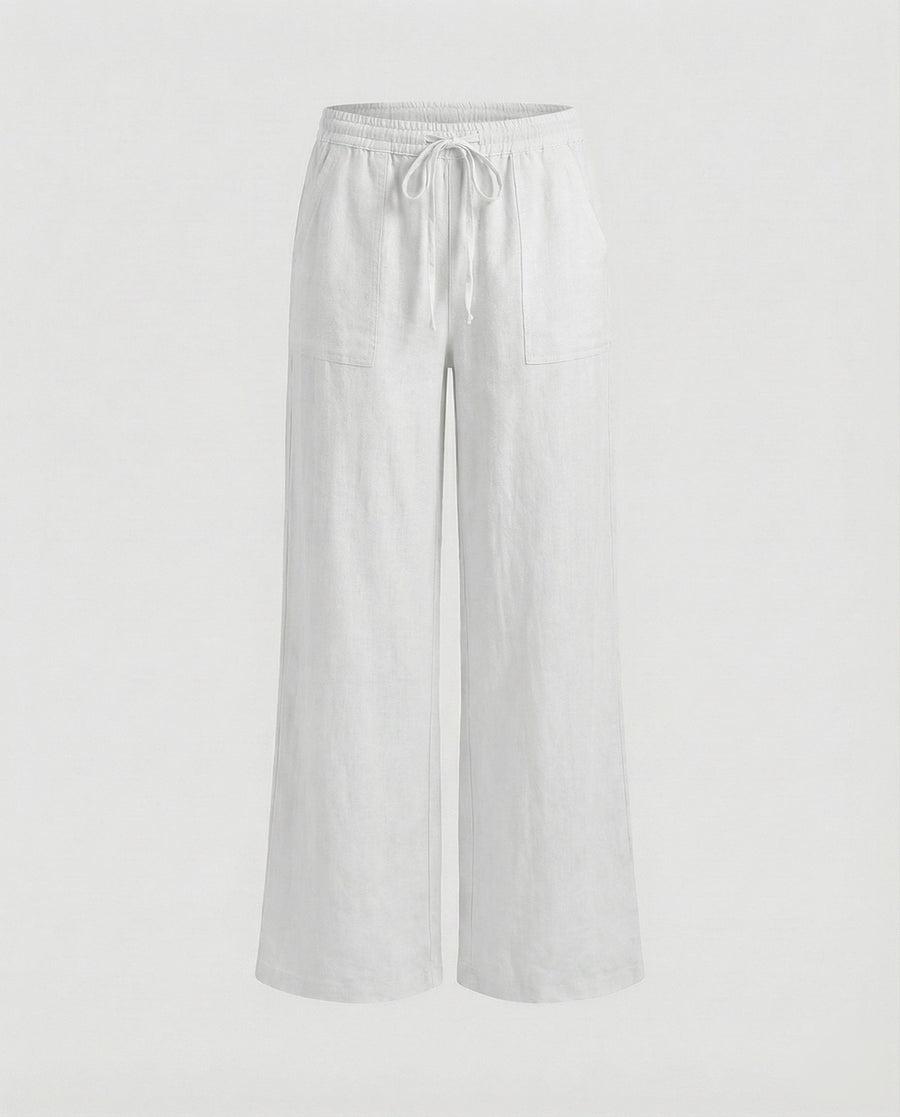 Mercy Linen Blend Trousers in White