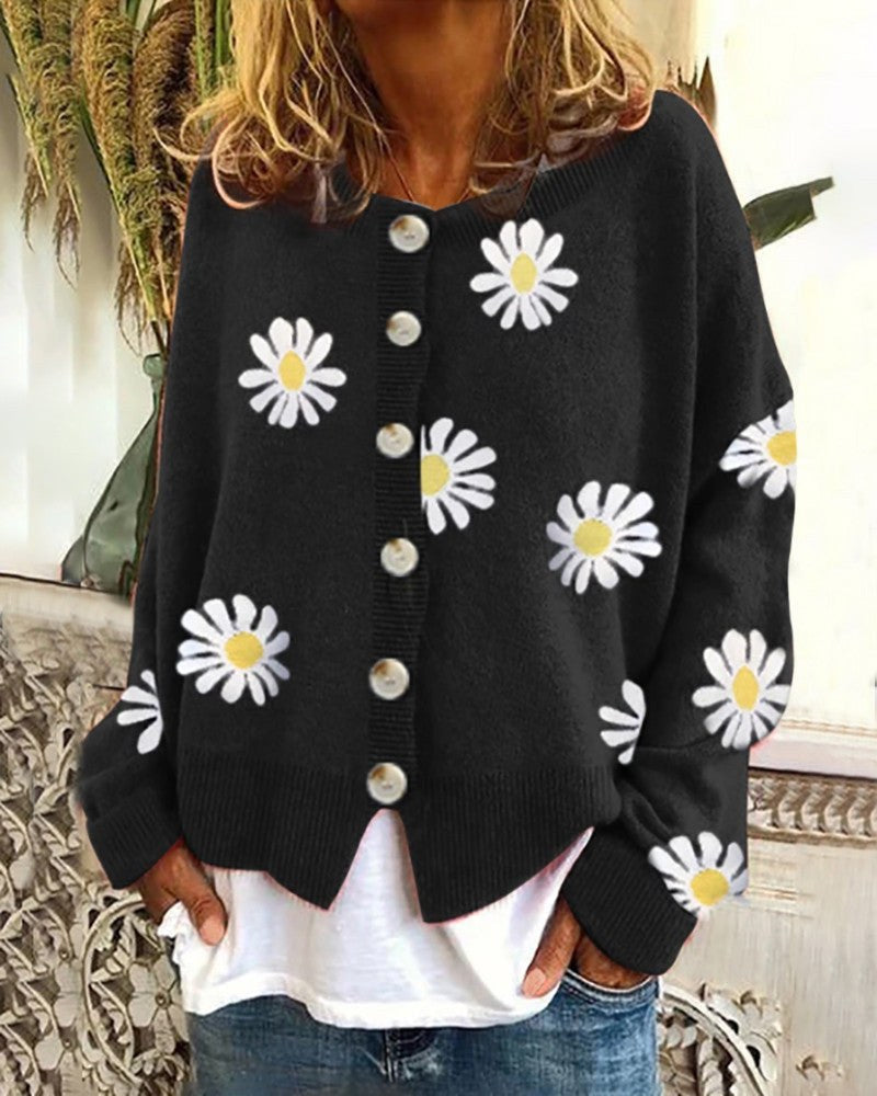 Mercy Sweater with Floral Print in Black