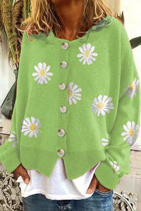 Mercy Sweater with Floral Print in Neon Green