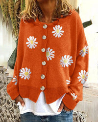 Mercy Sweater with Floral Print in Orange