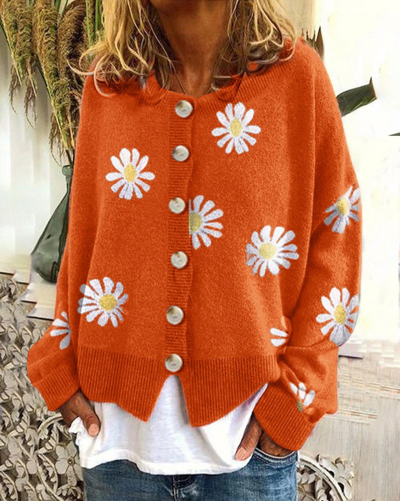 Mercy Sweater with Floral Print in Orange