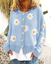 Mercy Sweater with Floral Print in Sky Blue