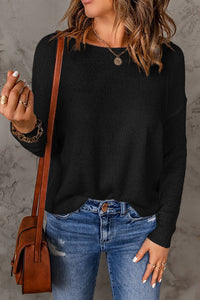 Merel Casual Knit Top in Black